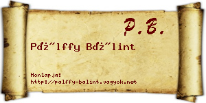 Pálffy Bálint névjegykártya